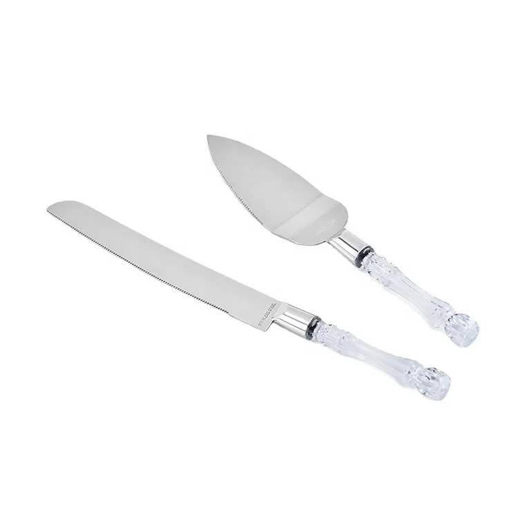 

Stainless Steel Pie Cake Server And Knife Set Cake Server Set With Plastic Handle Wedding Cake Knife And Server Set, Silver