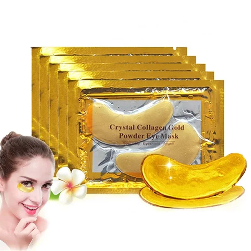 

Gift Box Custom package Anti-wrinkle Crystal Eye Sleeping Mask 24k Golden Collagen Under Eye Patch, Gold, white, customize color