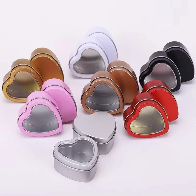 

Custom Logo Chocolate Candy Cookie Biscuit Heart Shaped Tin Box with Window Love Wedding Gift Heart Shaped Mental Tin Can