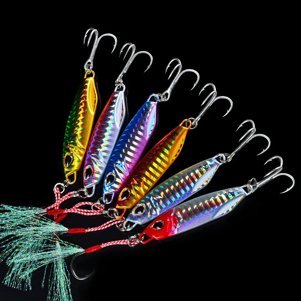 

OEM Vertical Jigging Lures Isca Artificial 10g 15g 20g 30g 40g 50g Slow Pitch Jigs Lure Casting Hard Bait Fishing Lure Saltwater, 6 colors