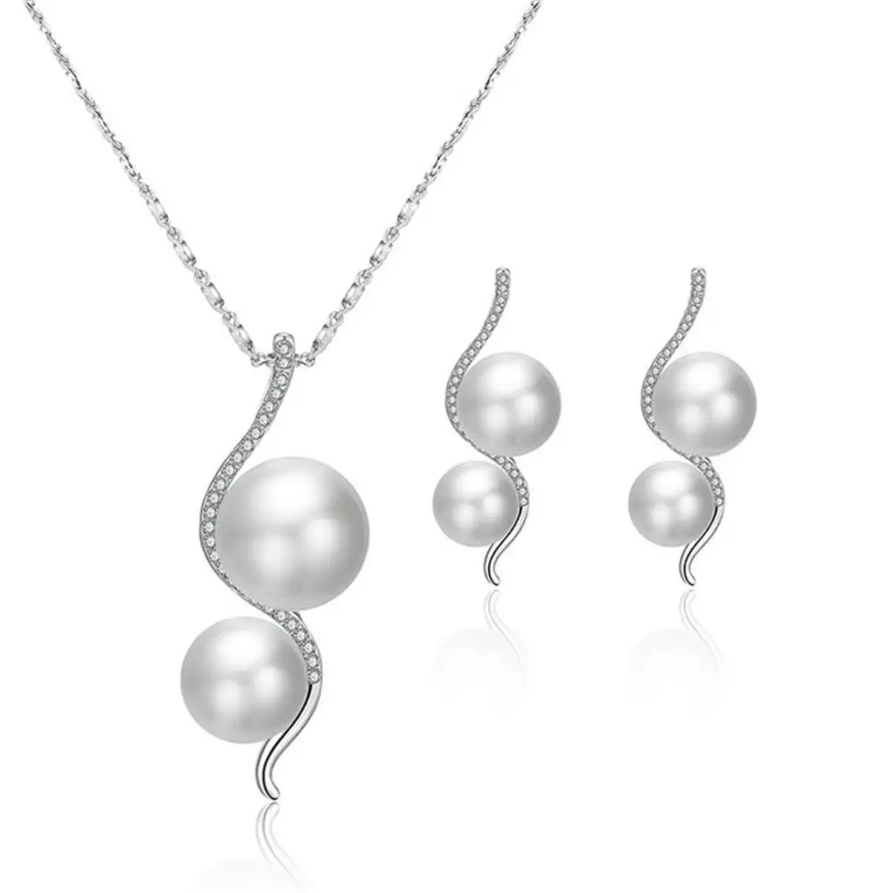 

Small Order Western Hot Fashion Jewelry Set Diamond Pearl Bridal Bijoux Jewelry Set For Women 2021 Wholesale, Silver