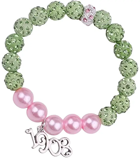 

Luxury1908 Green Pink Ball Inspired Bracelet Label Sign African American Black Gift Greek Jewelry Sorority Bracelet