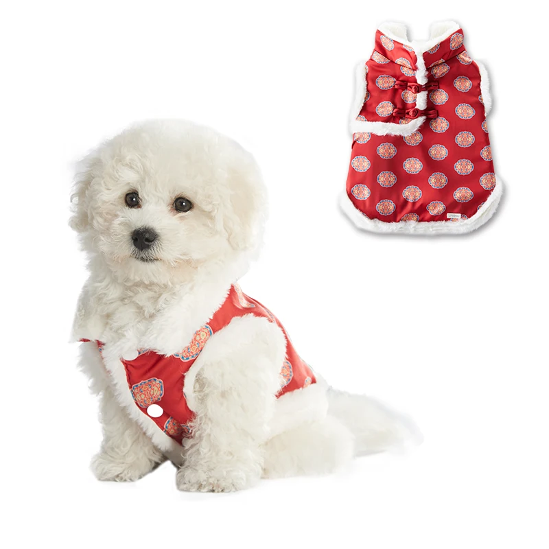 

UFBemo Cotton Red Luxury Warm Designers Cat Dog Coats Pet Clothes Winter Jacket