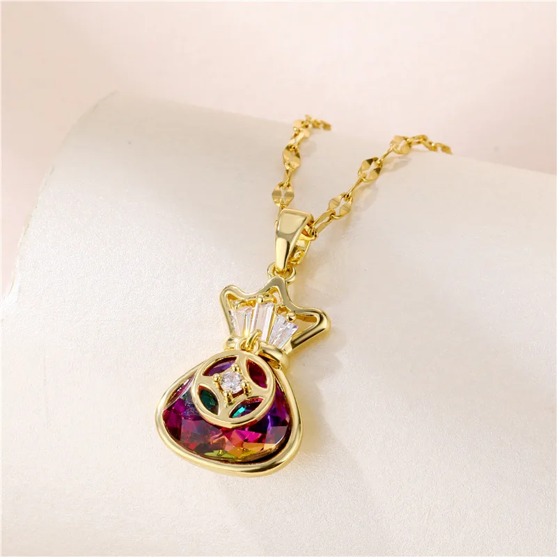 

Latest creative design steel zirocn purse cartera choker Bourse choker women statement jewelry pendant necklace