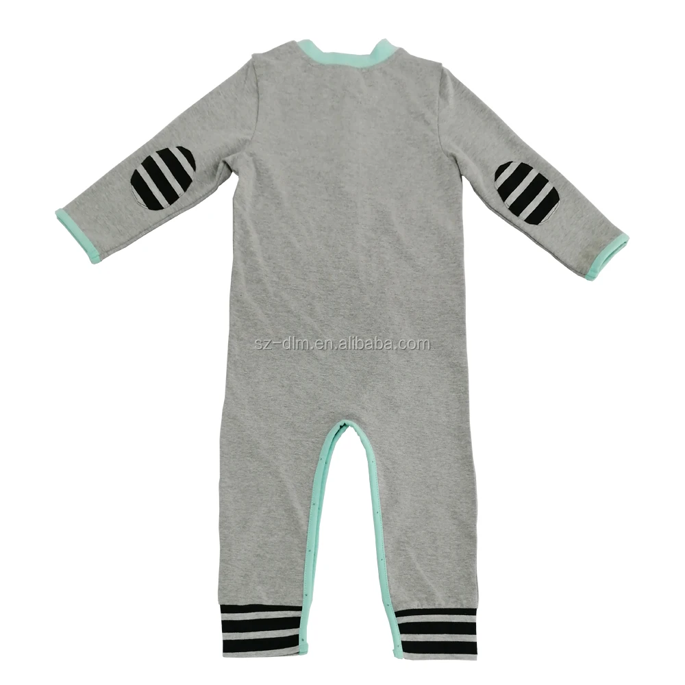 

Kid boutique clothing romper cotton fit long sleeve jumpsuit baby romper, Gray