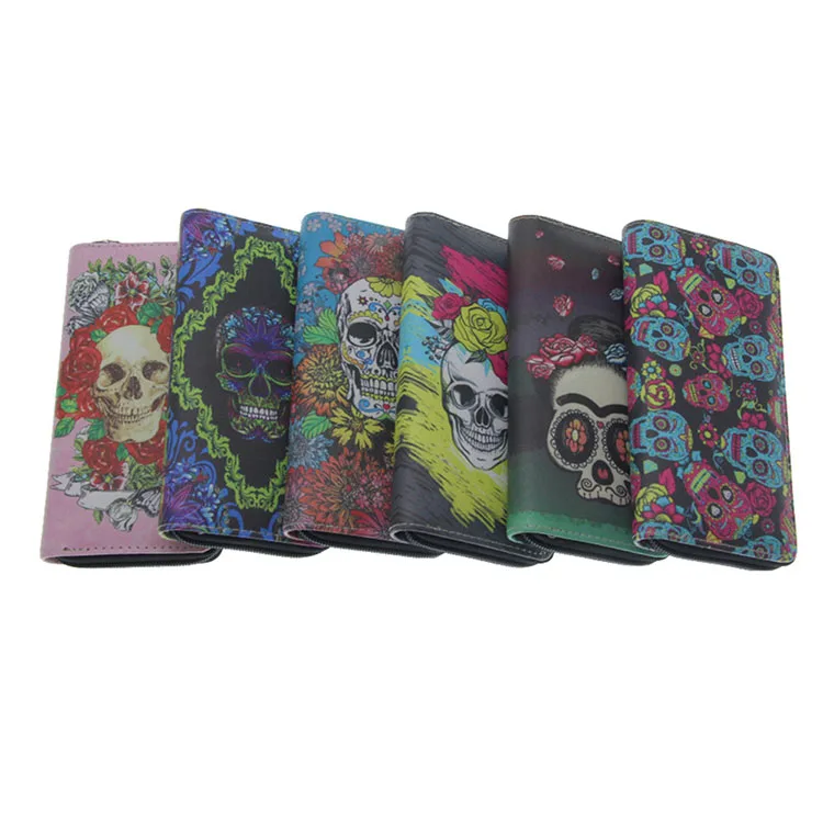 

Wallets With Zipper Print Skull Wallet Clip Money Organizer Wallet