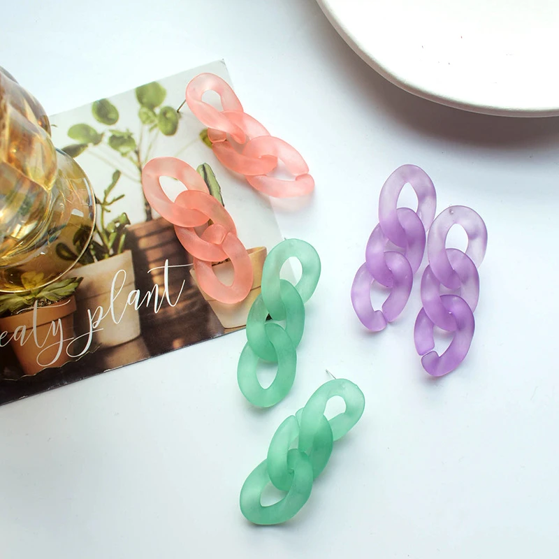

2021 new personality temperament cute candy color link chain earrings, As pic