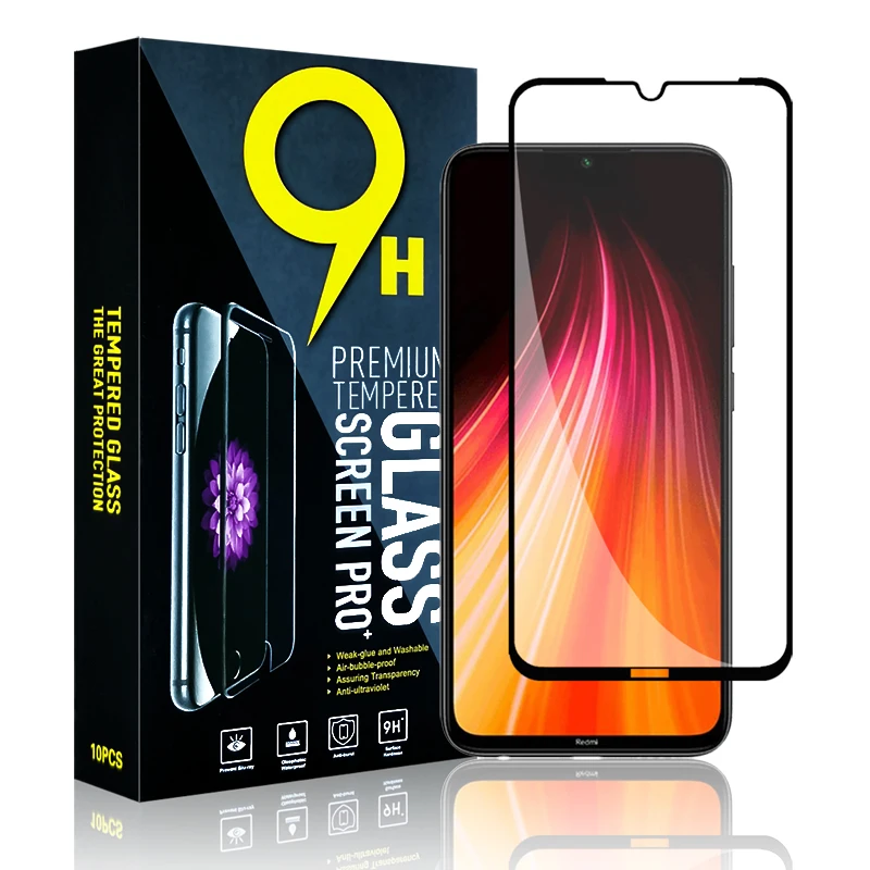 

2.5D Full Glue Clear Glass Screen Protector For Xiaomi Redmi Note 10 9 8 Tempered Glass Screen Protector Tempered Glass With Box