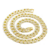 

Mens Stainless Steel Crystal Clasp 18k Gold Plated Cuban Link Chain Necklace