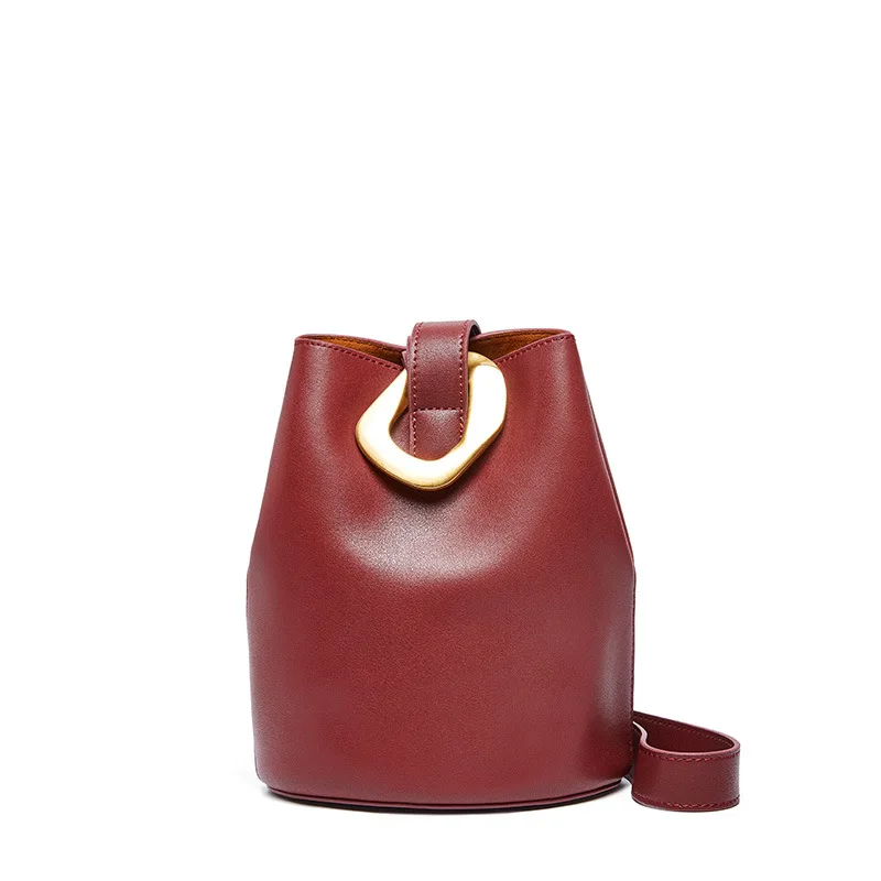 

TS4037 2020 china online shopping uk Retro High Quality genuine Leather women bag buckets cowhide single shoulder bags for women