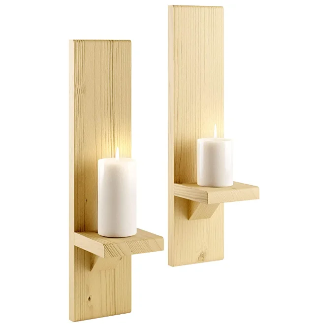 圣诞礼物fsc & bsci家居装饰壁挂式木制烛台