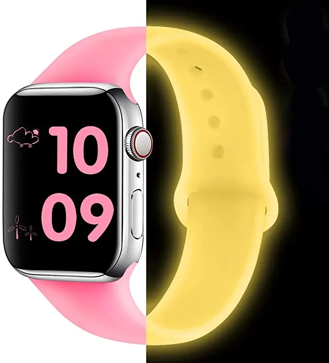 

HMJ Glow in Dark Luminous Silicone Watch Strap Replacement Band For iWatch, Glow in dark colors