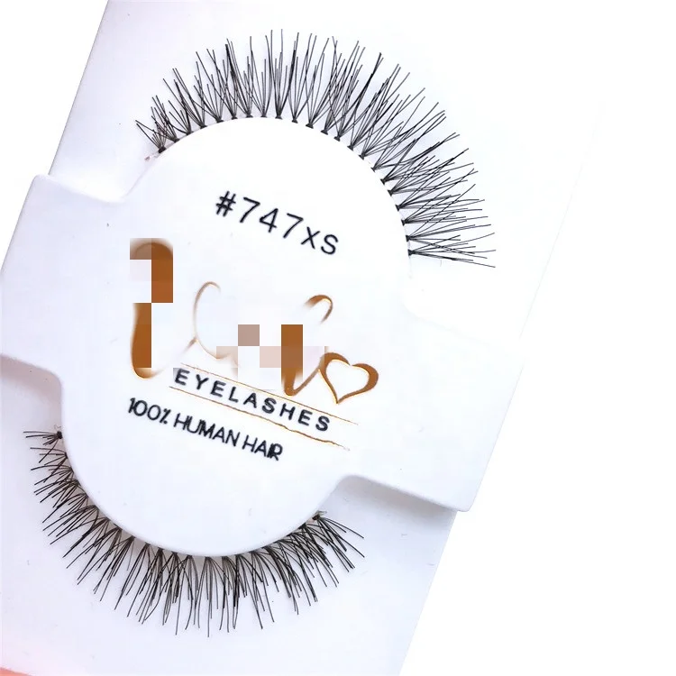 

Real Human Hair EyeLashes 1 Pair False Eyelash Human Hair Faux Cilia Clear Band Eyelash