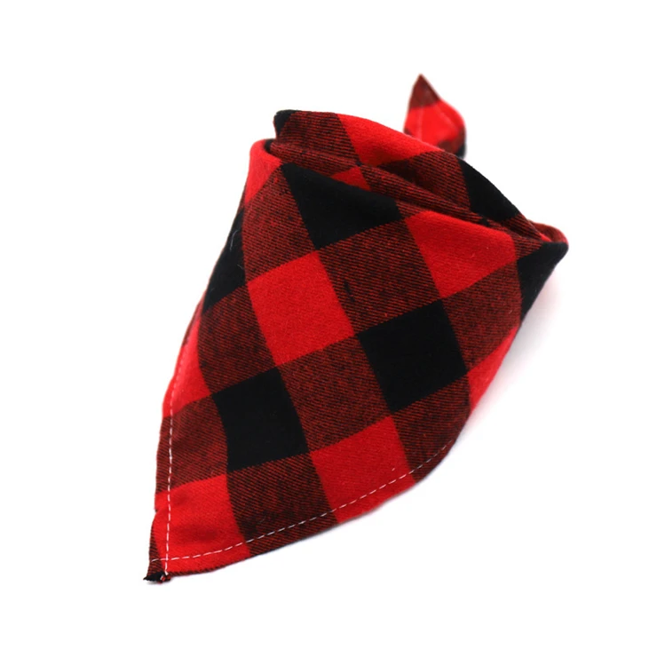 

Amazon Hot Sale Washable Square Plaid Printing Dog Kerchief Cat Scarf Pet Bandana