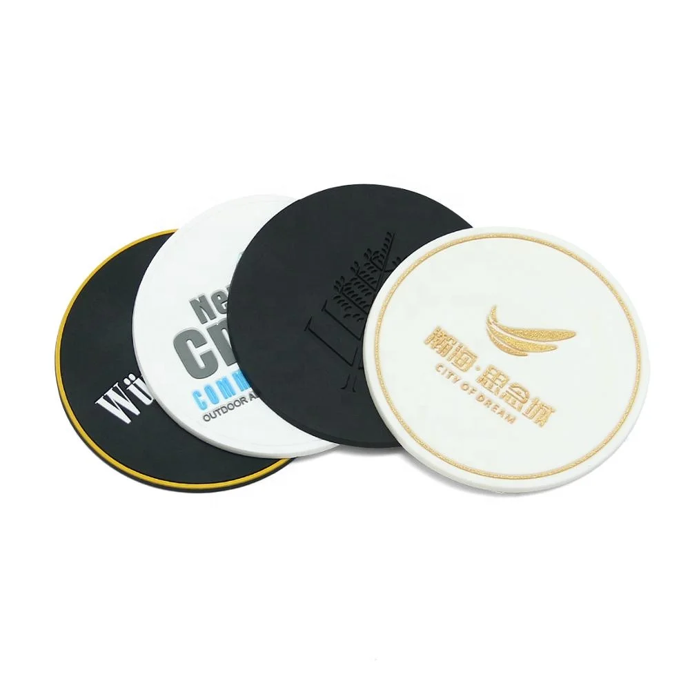 Round PVC Custom Logo Wine Coaster Silicone Rubber Suction Cup Coasters for Drink