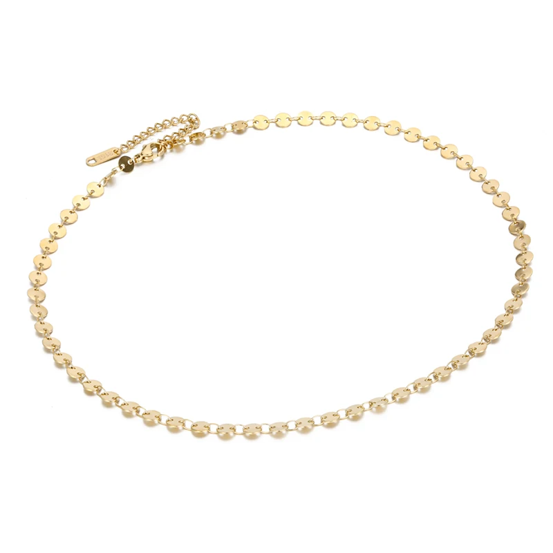 

Women Fashion Jewellery Steel for Lady's Gift 316L Stainless steel Gold Coins Chain Shiny Sequins Discs Choker Necklace, 14k gold/ silver /rose gold