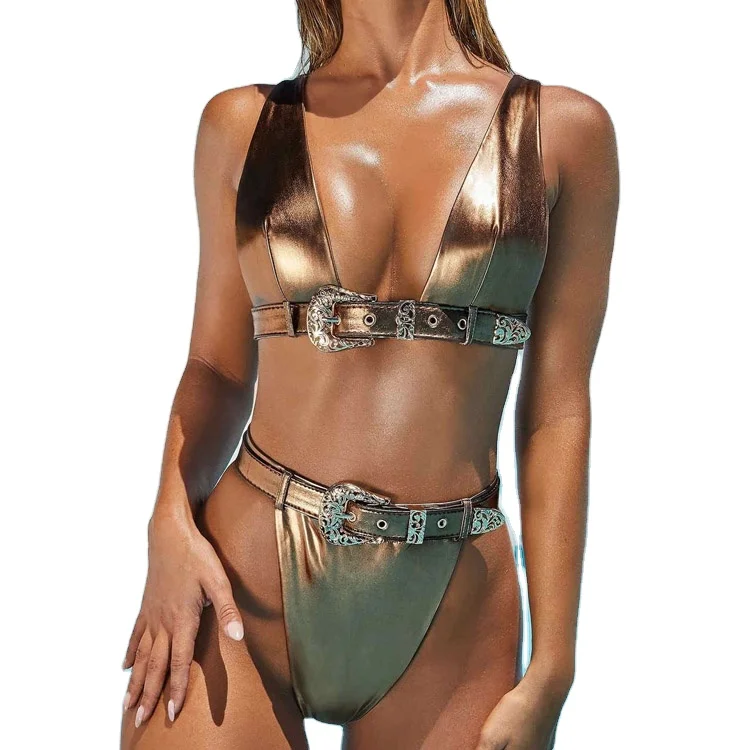 

New Arrival Uniquely Designed Girl Sexy Gold Swimwear