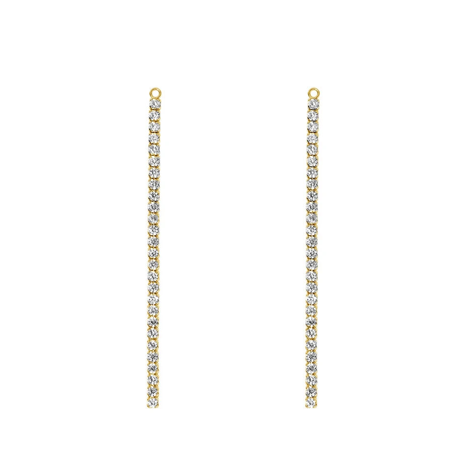 

Luxury Jewelry Wholesale 925 Sterling Silver 18K Gold Plated Cubic Zircon Tennis Drop Stud Earrings For Women