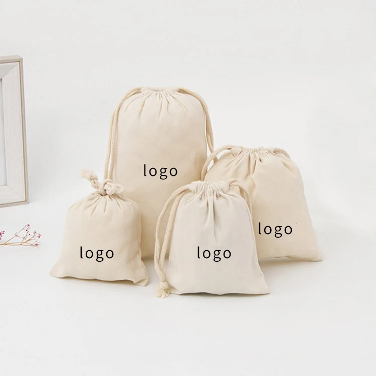 

Wholesale Promotional Calico Organic small custom printed gift canvas muslin pouch cotton drawstring bag, Customized color