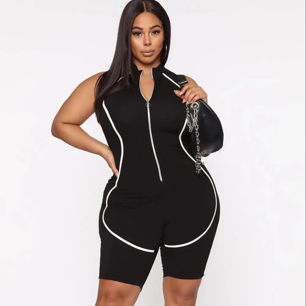 

Sexy bodycon sleeveless zipper yoga jumpsuit summer one piece sport jumpsuits women, Solid