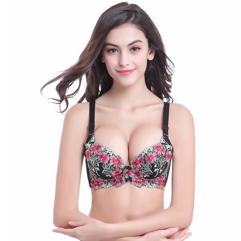 

Hot Sale Embroidery Flower Europe Women Plus Size Bra Underwire Underwear Japanese Mature Women Sexy Lingerie Lace