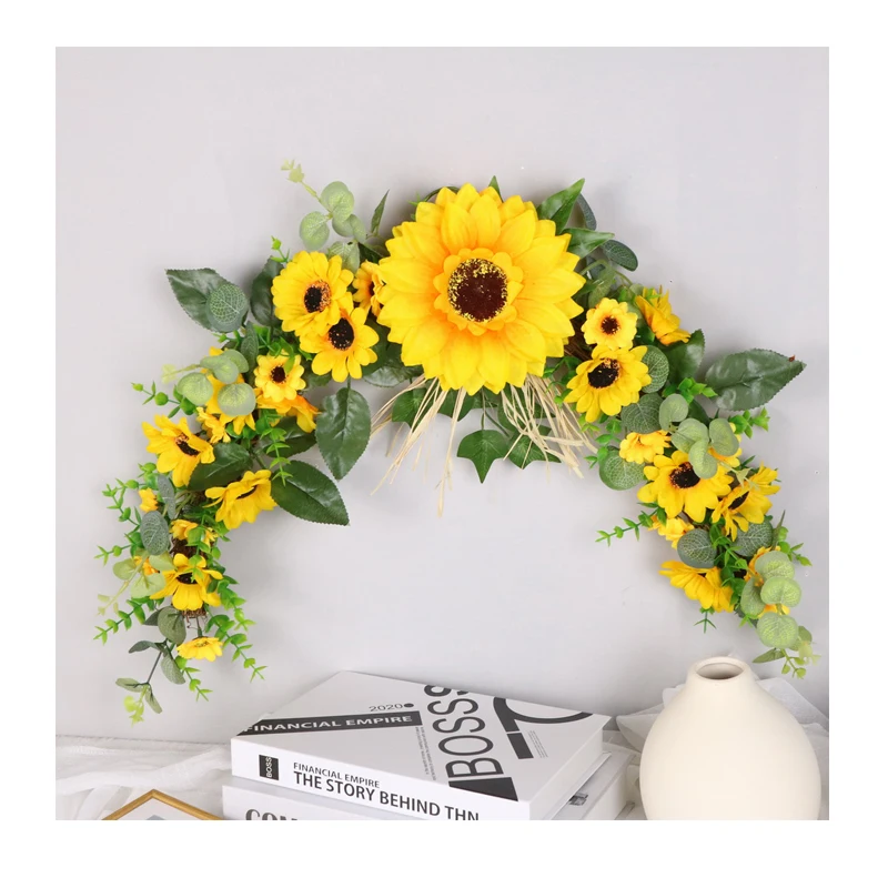 

Artificial Flower Front Door Decoration home decor Beauty Sunflower horn Welcome Sign Wholesale supplies