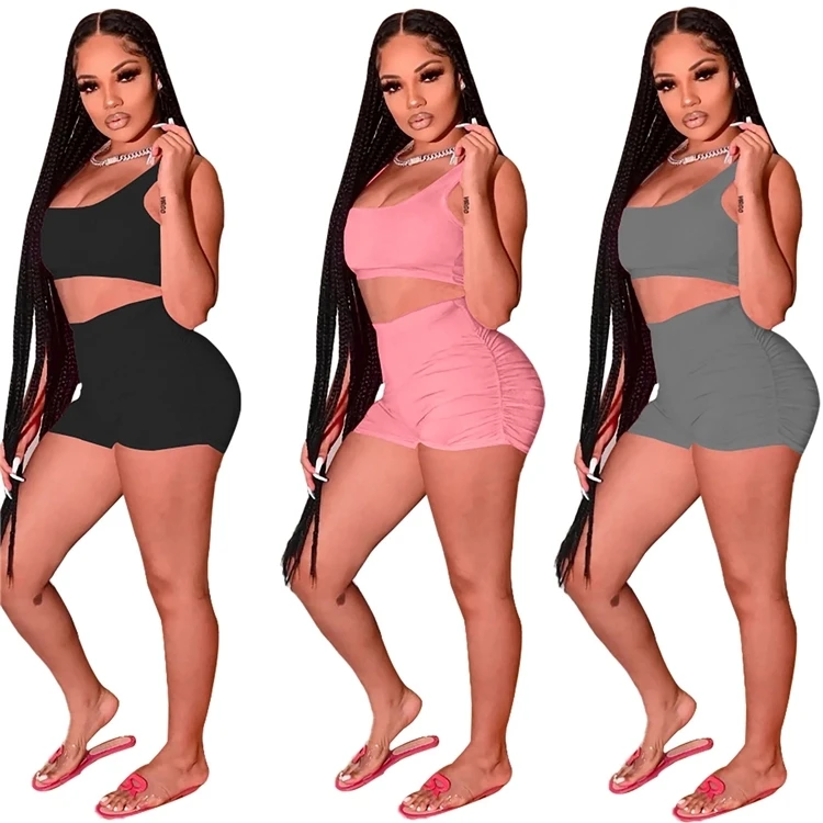 

2021 New Arrivals Summer Clothes Ladies Yoga fitness Two piece Short Set For Women
