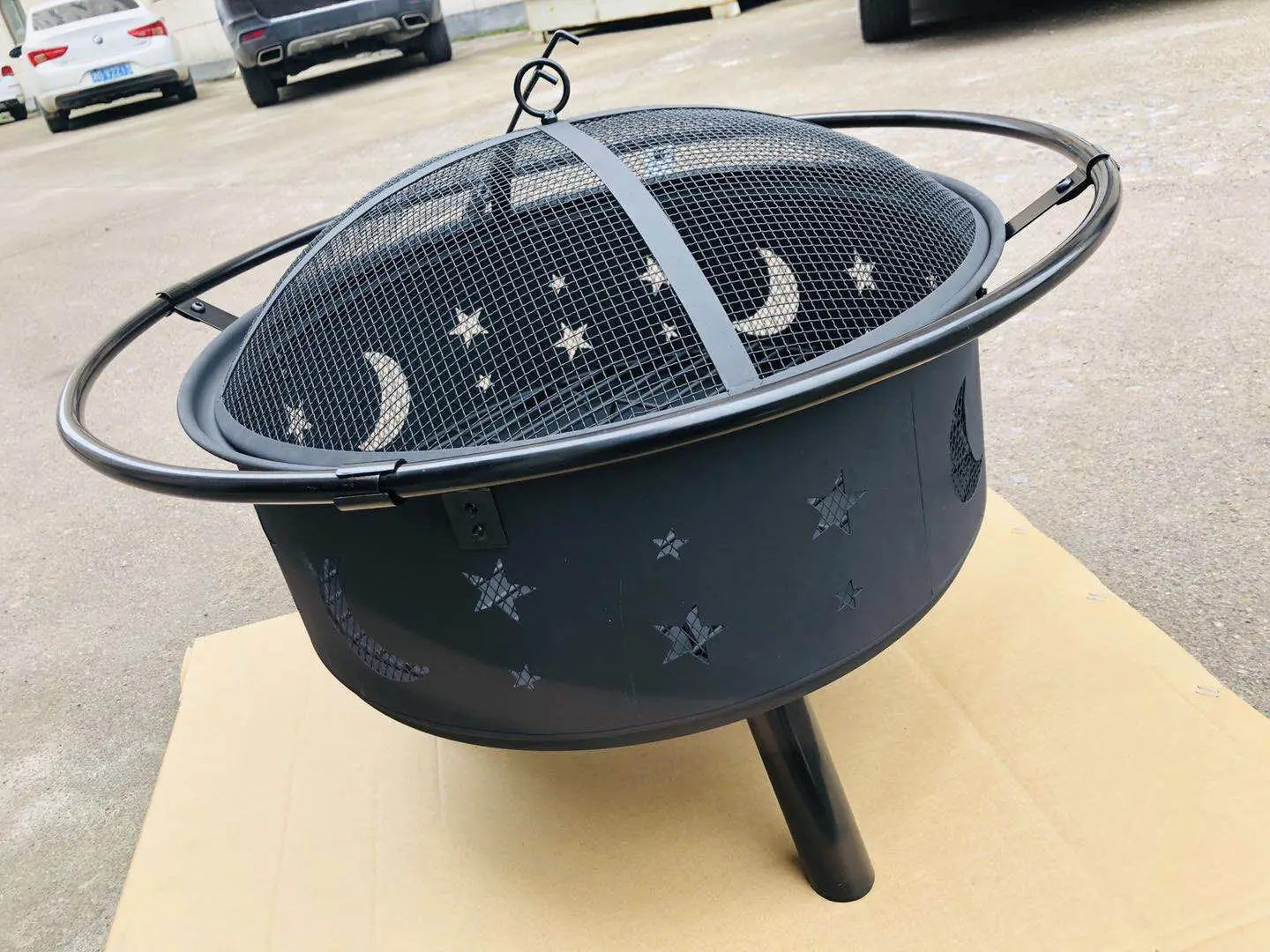 30 Round Iron Fire Pit Outdoor Bbq Steel Fire Bowl Heavy Brazier