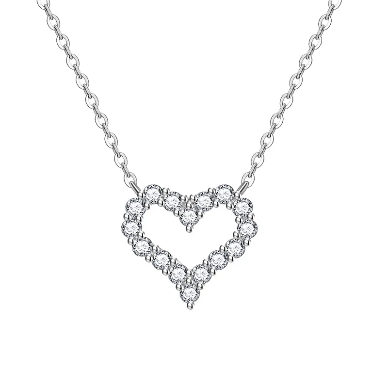 Wholesale New Fashion Jewelry Chain 925 Silver Heart zircon Necklace for Women