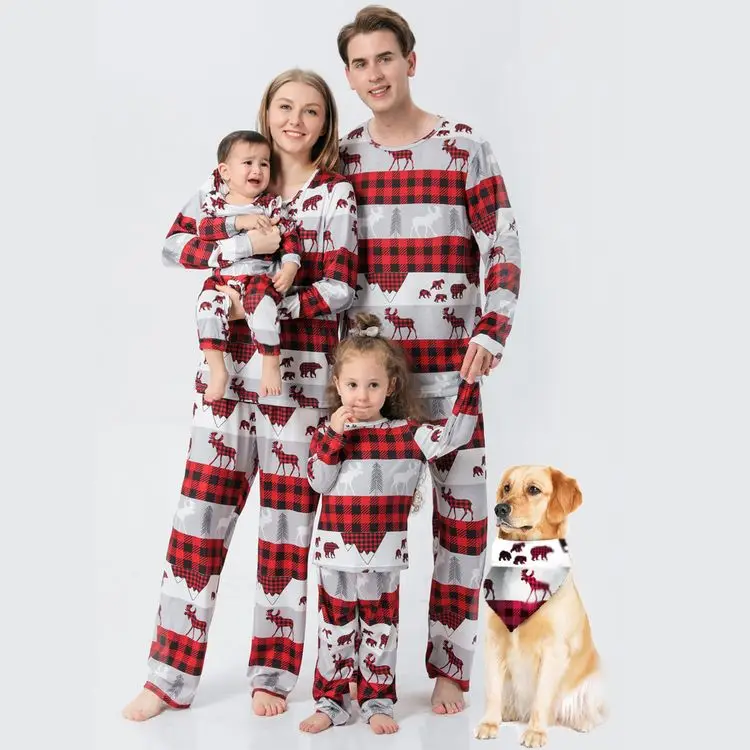 

Affordable Accept Customized Labels Wholesale Matching Christmas Luxury Pajama Set