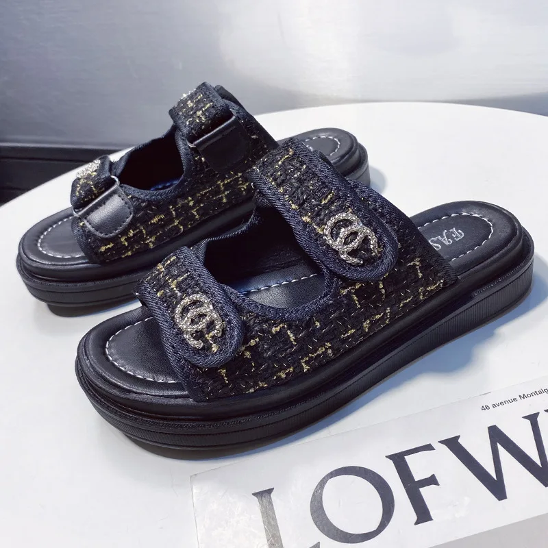 

High-end Women's Slippers Outdoor Popular Shoes Ladies Designer Famous Branded Women's Sandals Slippers, 2 colors option