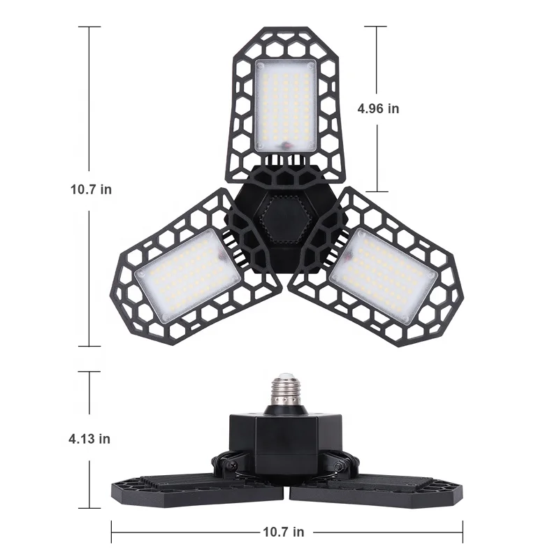 
Valed 60W ETL LED Garage Lights 6000 Lumens Adjustable Trilights Garage Ceiling Light Deformable LED Garage Light 