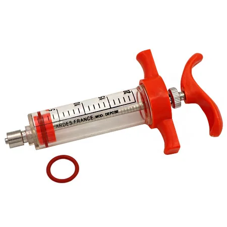 

Plastic Steel Veterinary Reusable Syringe Animal Injector 10ml 20ml for Cattle Sheep Pig Poultry