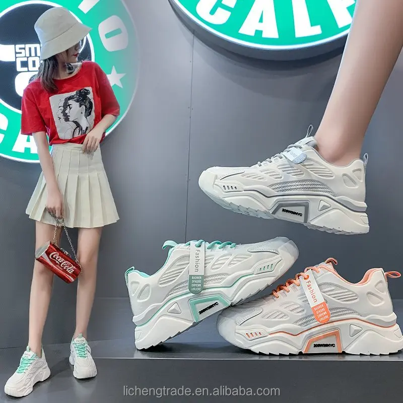 

New style Sneakers Women Flat Platform Sport Running Shoes Causal Outdoor Walking Chunky stock For women Shoes Zapatos De Mujer, Mixed colors