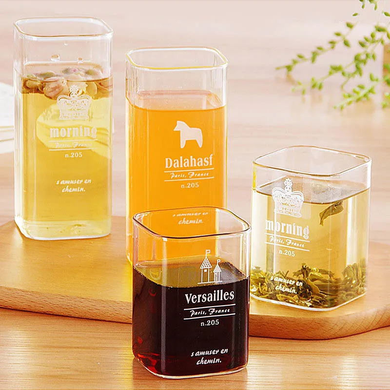 
Healthy transparent borosilicate square drinking glass 
