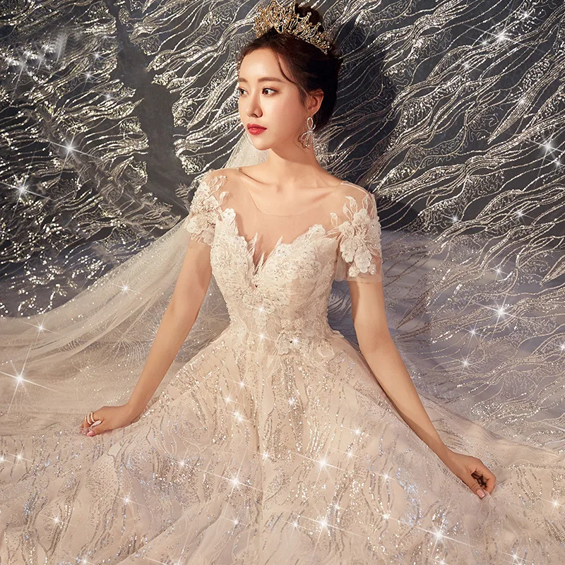 

Luxury wedding dress bride Elegant Clothing Felicity Long Sleeves Princess Bride Wedding Gowns, White