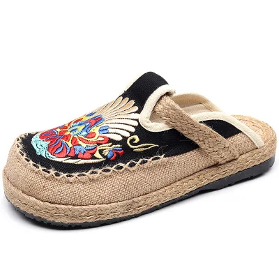 

Embroidered shoes national style new summer cloth shoes lady linen slippers