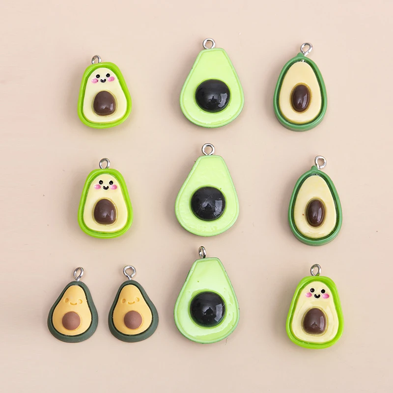 

Simulation Cartoon Resin Avocado Fruits Charms Pendants For Jewelry Making DIY Accessories