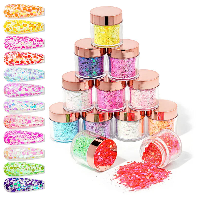

Private Label Mixed Shapes Crystal Mermaid Aurora Sequin Nail art Glitter