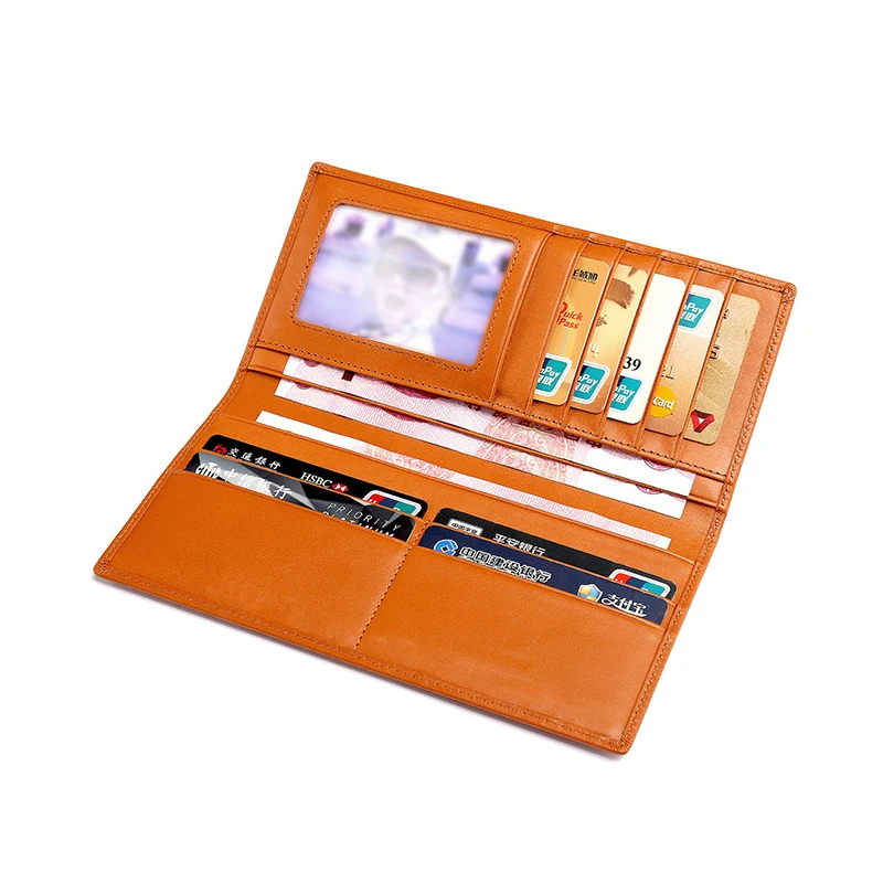 

RFID Blocking Genuine Leather Long Bifold Credit Card Wallet