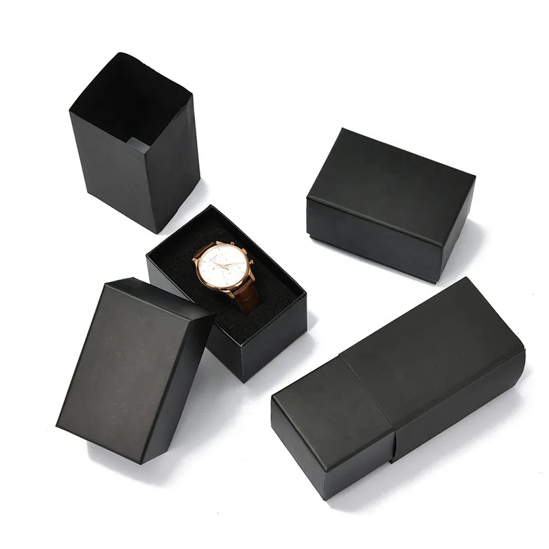 

Wholesale Custom Watch Boxes Cases Low MOQ Stock Black Paper Watch Box cajas de relojes, Black,red