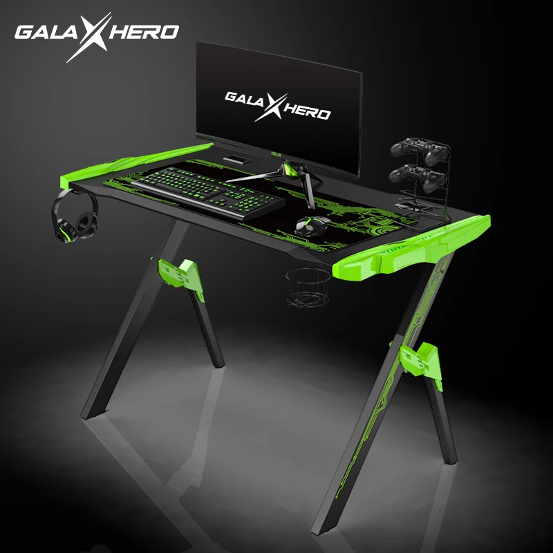 
NEW ITEM 1.2m Latest design RGB LED light gaming table PC computer gaming desk with carbon fiber MDF desktop 