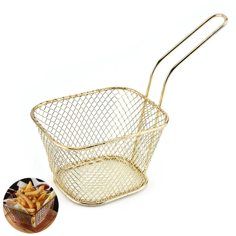 

High Quality stainless steel french fries basket mini fry baskets Western snack food basket Deep-fried mesh grease trap