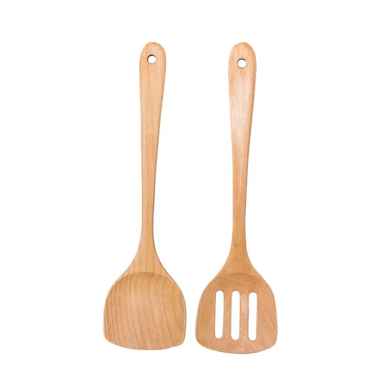 

34 cm wooden spoon Kitchenware set with customer logo long handle cooking set nonstick wooden spoon