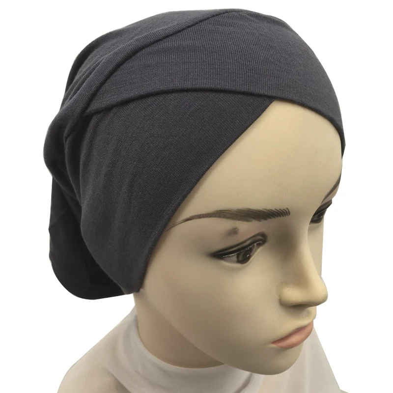 New Design Solid Color Back Open Jersey Turban Under Cap Women ...