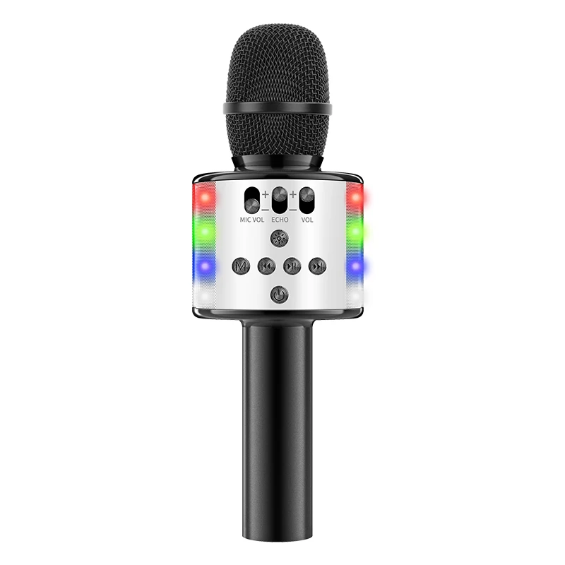 

2021 New D168 MIC BT Compatible Wireless Microphone Home Karaoke Microphones Speaker Handheld Music Player Singing Recorder KTV