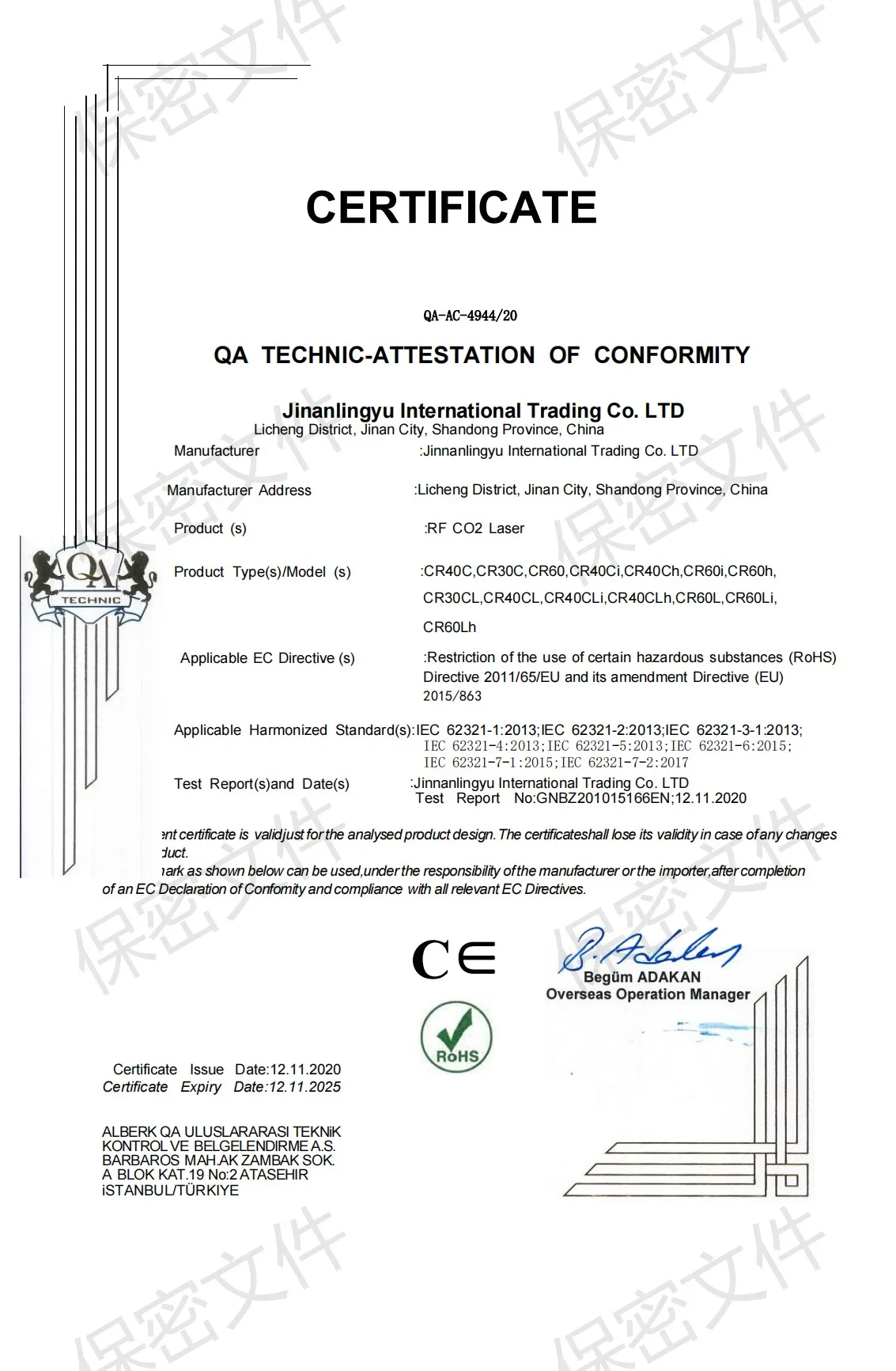 RoHS Certificate