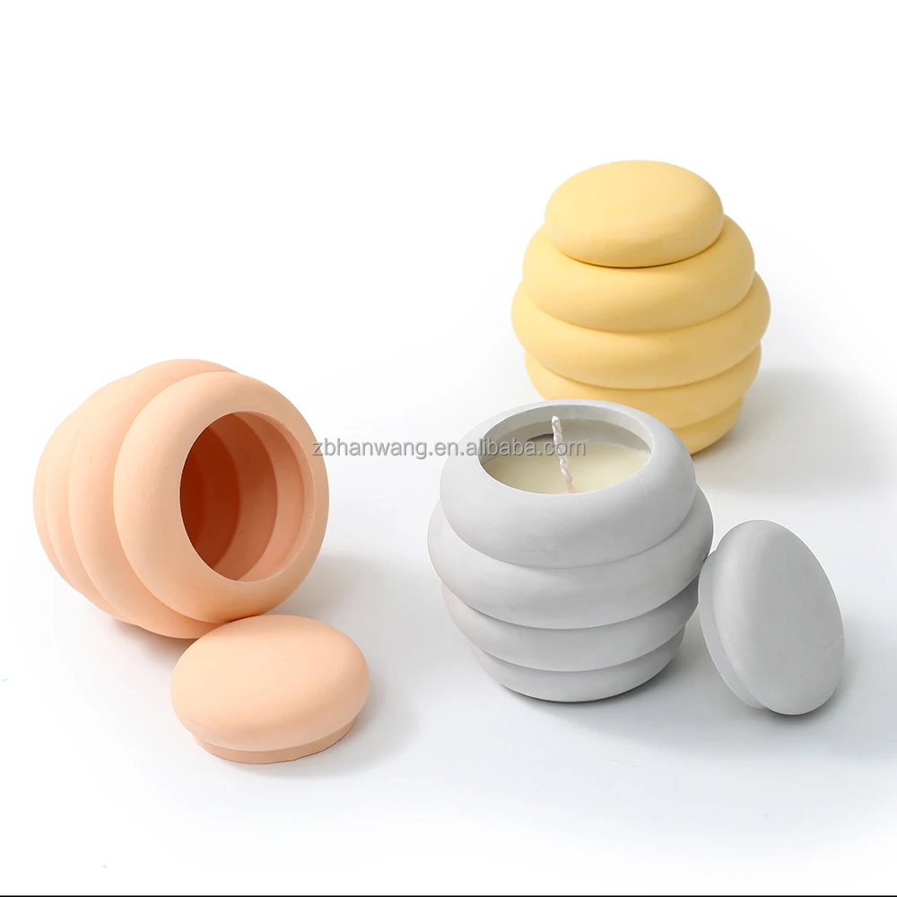

Nicole Ins Home Decoration Silicone Concrete Cement Candle Jar Mold With Lid, Random