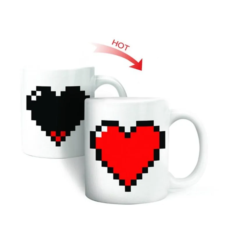 

Creative Heart Magic Temperature Color Changing Chameleon Mugs Heat Sensitive Cup Coffee Tea Milk Mug Novelty Gifts