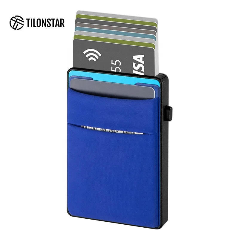 

Exterior Cards With Money Pocket Locking Credit Card Holder Minimalist Pop Up Hard Wallet